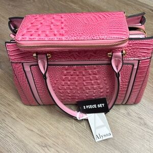 Chic Pink Tote with Elegant Tassels with wallet